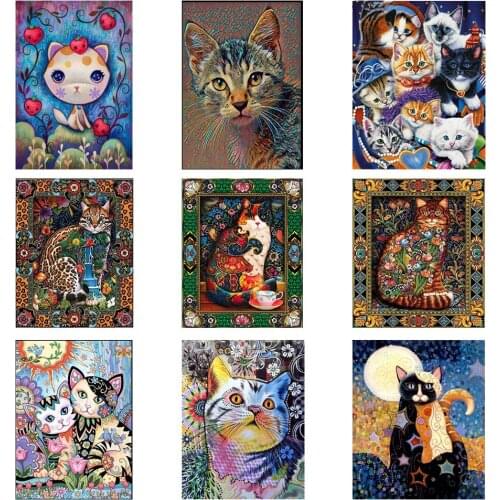 5D DIY diamond painting kit Full crystal animals cats pattern mosaic cross stitch kits diamond embroidery home decoration gifts