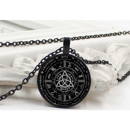 2019 new twelve constellation five-pointed star witchcraft pagan charm fashion glass sweater necklace jewelry