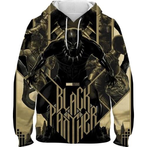 New Fashion 3D Hoodies Black Panther Chadwick Boseman Printed Hoodie Sweatshirt Mens Boys Girls Outerwear Jacket Brand Clothes