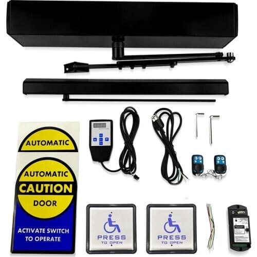 Olide Black Color Handicap Auto Door Openers,Commercial Door Opener with Wireless Wired Handicap Push Buttons