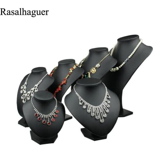 New 6 Options Black Mannequin Shape PU Leather Jewelry Display Bust Stand For Counter Showcase Necklace Pendant Display Holder