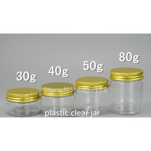 20pcs 30g 40g 50g 80g Refillable Bottles Plastic Empty Makeup Jar Pot Travel Face Cream/Lotion/Cosmetic Container With Gold Lid