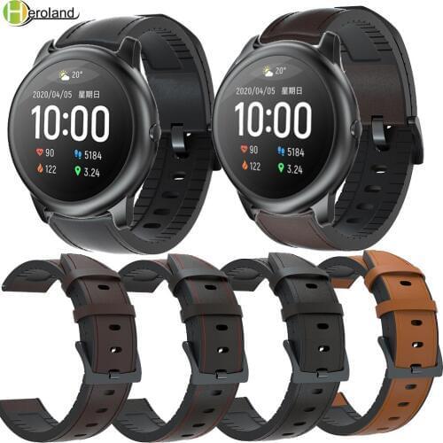 Watch Strap Leather for haylou solar ls05 Quick Release Watchband 22mm Wristband For Huawei Honor Magic Watch 2 46mm bracelet