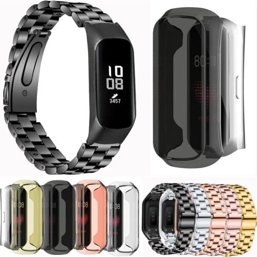 Stainless Steel Strap Band For Samsung Galaxy Fit-e SM-R375 Bracelet Wristband Watchband w/ TPU Shockproof Protective Case Cover