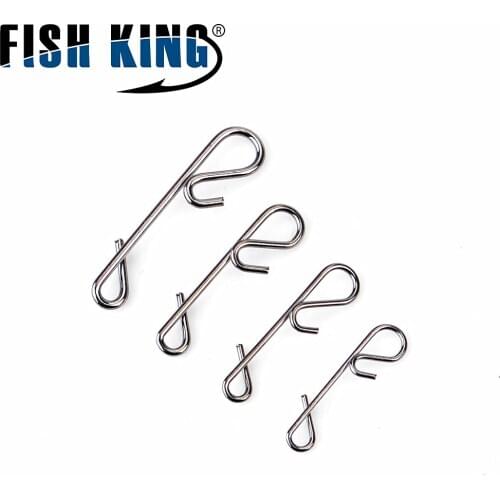 FISH KING 1 pack (5pcs) S M L XXL Stainless Steel Fishing Swivel Wrapping Snap Hook Lure Connector Terminal Pesca Fishing Tackle