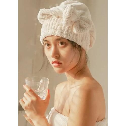 Soft Bowknot Thicken Microfiber Hair Cap Miraculous Quick Dry Cute Towel Women Bathroom Sauna Spa Hair Turban Water Absorption