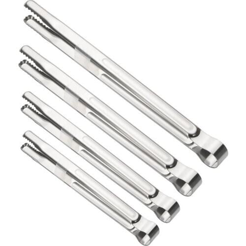 Kapmore 1pc Grilling Tongs Long Stainless Steel Kitchen Tongs Cooking Tongs Ice Cube Tongs Cooking Tools Accessories BBQ Tools