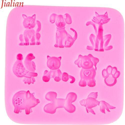 Animal cat bird pig fish fondant cake silicone moulds chocolate confectionery accessories for cupcake kitchen Baking FT-0031