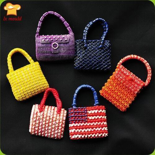 LXYY Retro Famous Brand Bag Silicone Molds Handbag Chocolate Fondant Cake Decoration Mould DIY Clay Aroma Soap Silicone Moulds