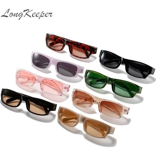 Trendy Small Rectangle Sunglasses Women Vintage Luxury Brand Design Green Pink Glasses Female Sun Glasses Shades gafas de sol