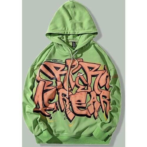 Hip Hop Letter Print Hoodie Sweatshirt Men Harajuku Graffiti Streetwear Hoodeds Pullover Autumn Couple Unisex Oversized Hoodies