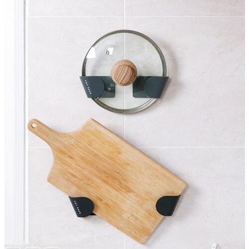 1 Pair Storage Rack Pot Lid Rack Pan Cover Holder Wall Cooking Self Mounted Rest Kitchen Tool Adhesive Utensil Cabinet Orga T2F2