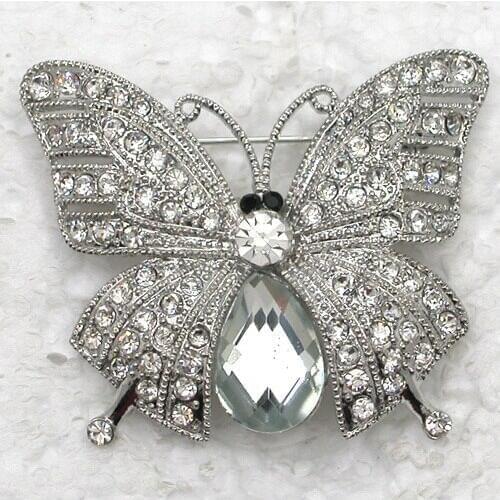 12pcs/lot Wholesale Fashion brooch Butterfly Rhinestone Pin brooches C102009