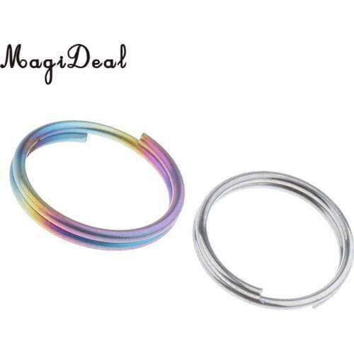 2pcs Titanium Keyring Flat Split Key Rings Metal Hoop Loop Ring Keyfob Finding Bag Accessories