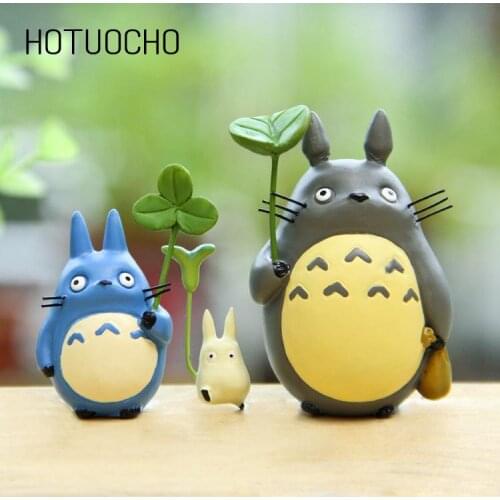 Hotuocho 3pcs Totoro Miniature Figurine Resin Japan Style Animal Figurines Miniatures Ornament Garden Home Decor Feng Shui Craft