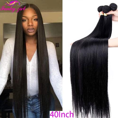 30 32 34 36 38 40 Inch Brazilian Straight Hair Weave Bundles 100% Remy Human Hair Weave Bundles Silky Hair 1/3/4 Pieces Wholesal