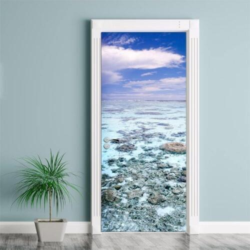 3D Customized Clear Sea Door Mural Wallpaper mural Wall Print Decal Wall Mural Photo self adhesive door wrap