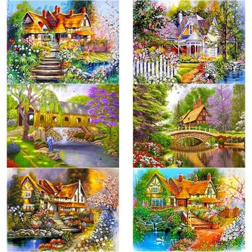 5D DIY Diamond Painting Color Tree Pictures Diamond Embroidery Scenery Lake Crafts Full Square Round Rhinestones Home Decor Gift