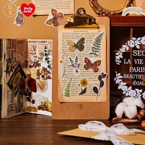 60Pcs 185*90mm Flower Plant Butterfly Stickers diy Scrapbooking Album Journal Crafts Planner Decorative Stickers Plastic