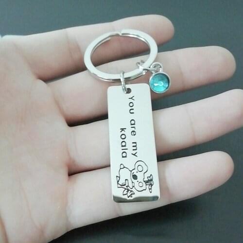 Personality Name Keychains Crystal Stainless Steel Engraved Name Key Chain Custom Name Key Ring I am your free you are my koala