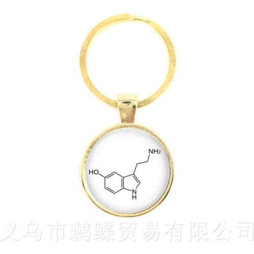 Serotonin Chemical Formula Keychains Biology Chemistry Student Pendant Jewelry Creative Gift Keyring
