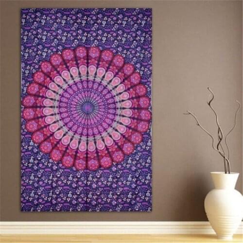 Indian Mandala Rectangle Flower Peacock Tapestry Wall Hanging Bohemia Beach Throw Mat Hippie Bedspread Gypsy Beach Mat Blanket