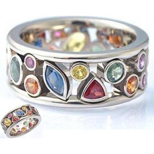 Refined Geometry Elegant Women Rings Cubic Zircon Wedding Rings Jewelry Size 6-10