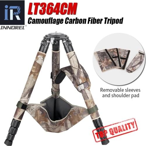 INNOREL LT364CM Camouflage Carbon Fiber Top-Level Professional Tripod for DSLR Camera Heavy Duty Stand Ultra Stable 35kg Load