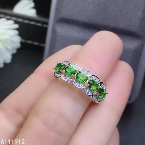 KJJEAXCMY fine jewelry natural Diopside 925 sterling silver adjustable women ring support test fashion