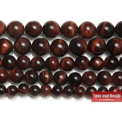 Natural Stone Red Tiger Eye Agates Round Loose Beads 15" Strand 4 6 8 10 12 14MM Pick Size For Jewelry Making