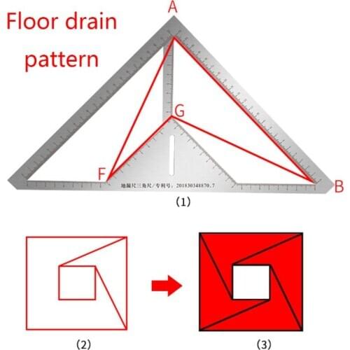 Multifunctional Triangle Floor Drain Ruler Stainless Steel Angle Rulers Durable New 2020