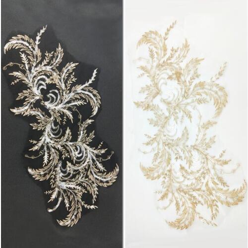 CHICKNIT fashion mesh Sequin pattern Embroidered lace dance Wedding Dress garment Headwear accessories ZCG04