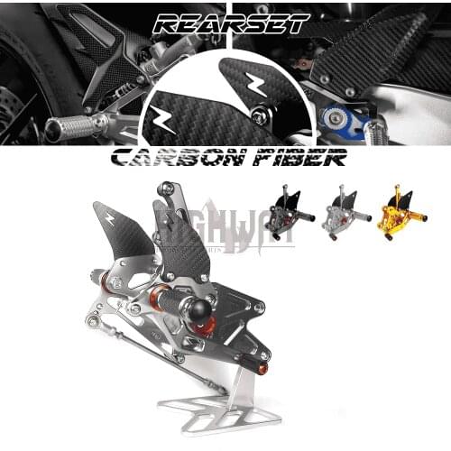 Motorcycle CNC & Carbon Footrest Rear Sets Adjustable Rearset Foot Pegs for YAMAHA MT03 MT25 FZ03 XSR300 YZF R25 R3 MT25