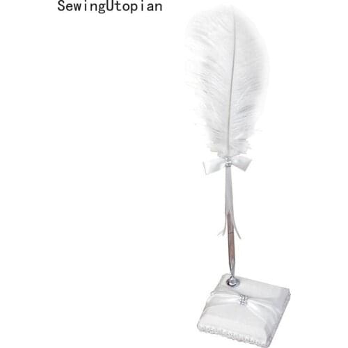 Feather Wedding Signature Pen Set Wedding Decor Supplies for Guest Book Wedding Signing Pen with Pen Holder Party Supplies