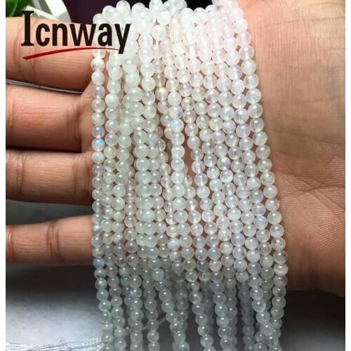 Natural Round White MoonStone 3A Beads 4mm For Jewelry Making 15inches DIY Jewellery FreeShipping Wholesale