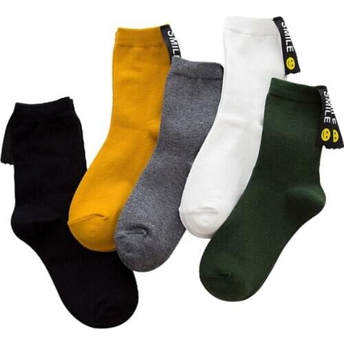 6 Pairs Socks Kawaii Wind Spring Summer Korean Version Cotton Socks Japan South Korea retro Socks Cute Smiley In The Tube Sock