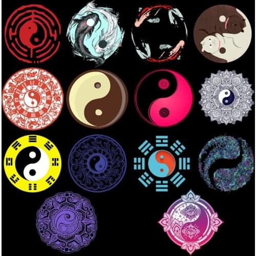 New Colorful Yoga Taiji Bagua Heat Transfers washable Of Patch Iron On Clothes Badges Patches For Child Clothing Accessory