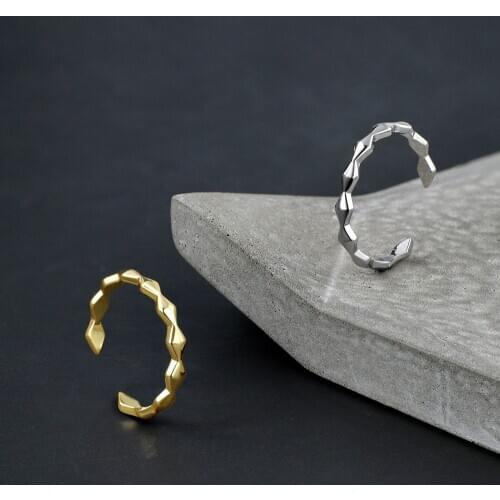 New Original 925 silver geometric rhombus personality fashion open rings 2021 woman fashion DIY fine jewelry gifts Free shipping