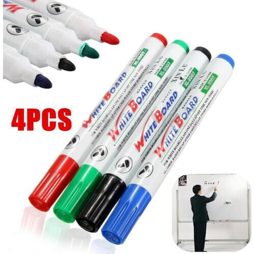 Wholesale 4pcs 2MM Green/Blue/Red/Black Whiteboard Marker Pens White Board Dry-Erase Marker Fine