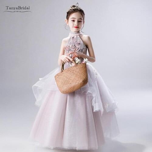 Princess Kids Communion Dresses Embroidery Flower Girl Dresses For Weddings 2021 Organza Peagant Wedding Party Dress XF041