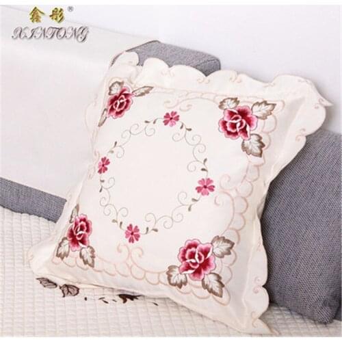 European luxury embroidered cushion cover rose flower sofa cushion cover 45*45cm car cushion wedding no filler home textiles