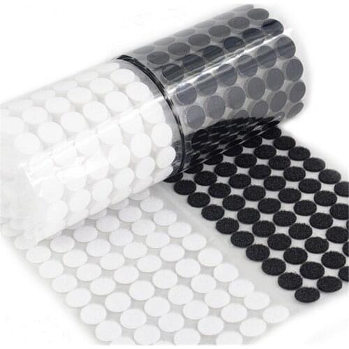 500Pairs Self Adhesive Astener Tape 10/15/20/25mm Magic Round White Black Round Coins Tape Hook Loop Tape Strong