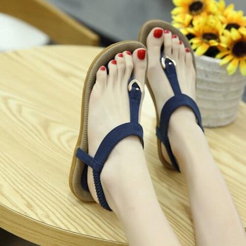 New Summer Ladies Beach Sandals Ladies Shiny Rhinestone Shoes Bohemian Diamond T-belt Thong Comfortable Bohemian Shoes