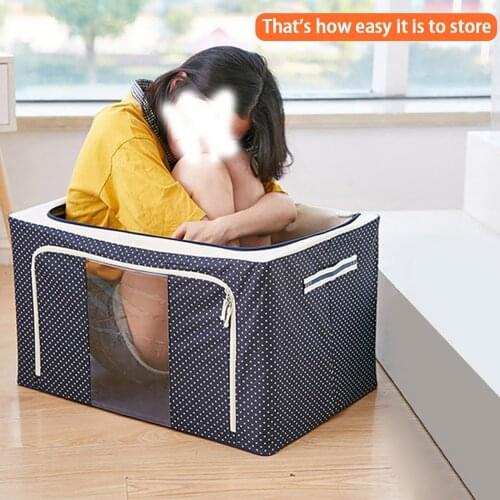 Large Capacity Clothes Storage Bag Organizer with Thick Fabric Visible steel frame Waterproof Moisture-proof Oxford storage Box