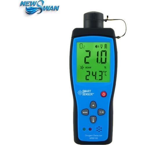 Smart Sensor Handheld O2 Oxygen Detectors Tester Oxygen Gas Analyzer O2 concentration Measuring Range 0~30% AR8100 with Battery