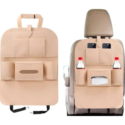 Universal Felt Car Back Seat Storage Bag Car Accessories Multi Pockets Phone Tissue Drink Storage Bag Car Organizer
