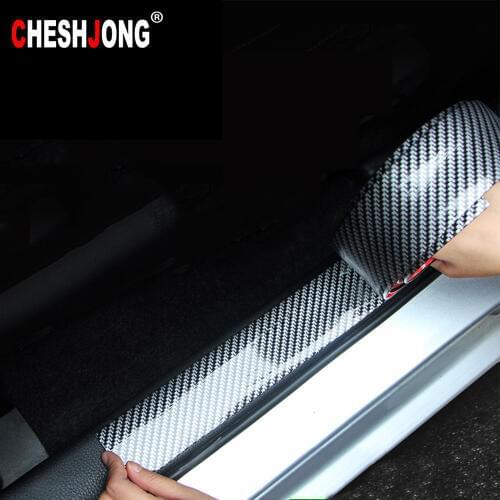 Universal Car Styling 5D Carbon Fiber Rubber Car Stickers DIY Door Sill Scuff Plate Guards Protector Goods Car Accessories
