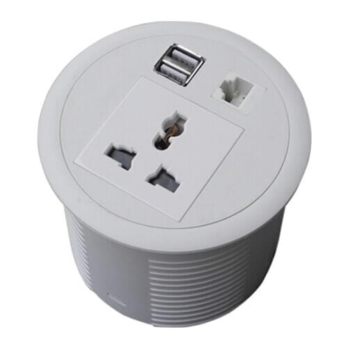 2019 Power Grommet 1 Outlet 2 Twin USB 1 RJ45 Ports for Cable Management Slot/Office Desk/Conference Table white and black color