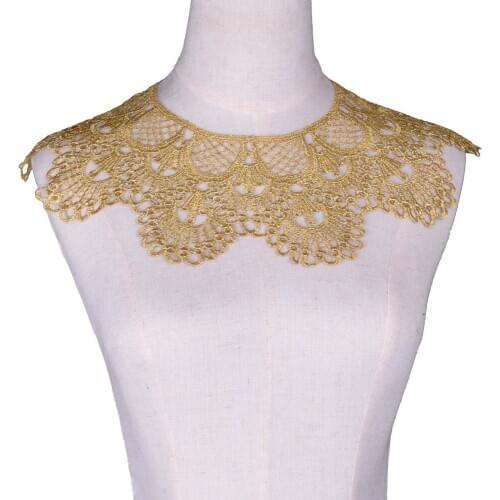 Gold Scrapbooking Flowers Lace Fabric Venise Embroidery Laces Trimmings Neck Collar Guipure Appliques DIY Supplies