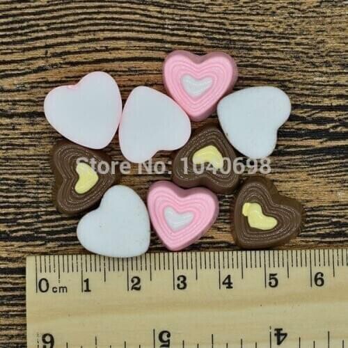 10pcs/lot new flat back resin simulation food colorful love shape chocolate 17mm Making Embellishments Boy Girl Gifts DIY